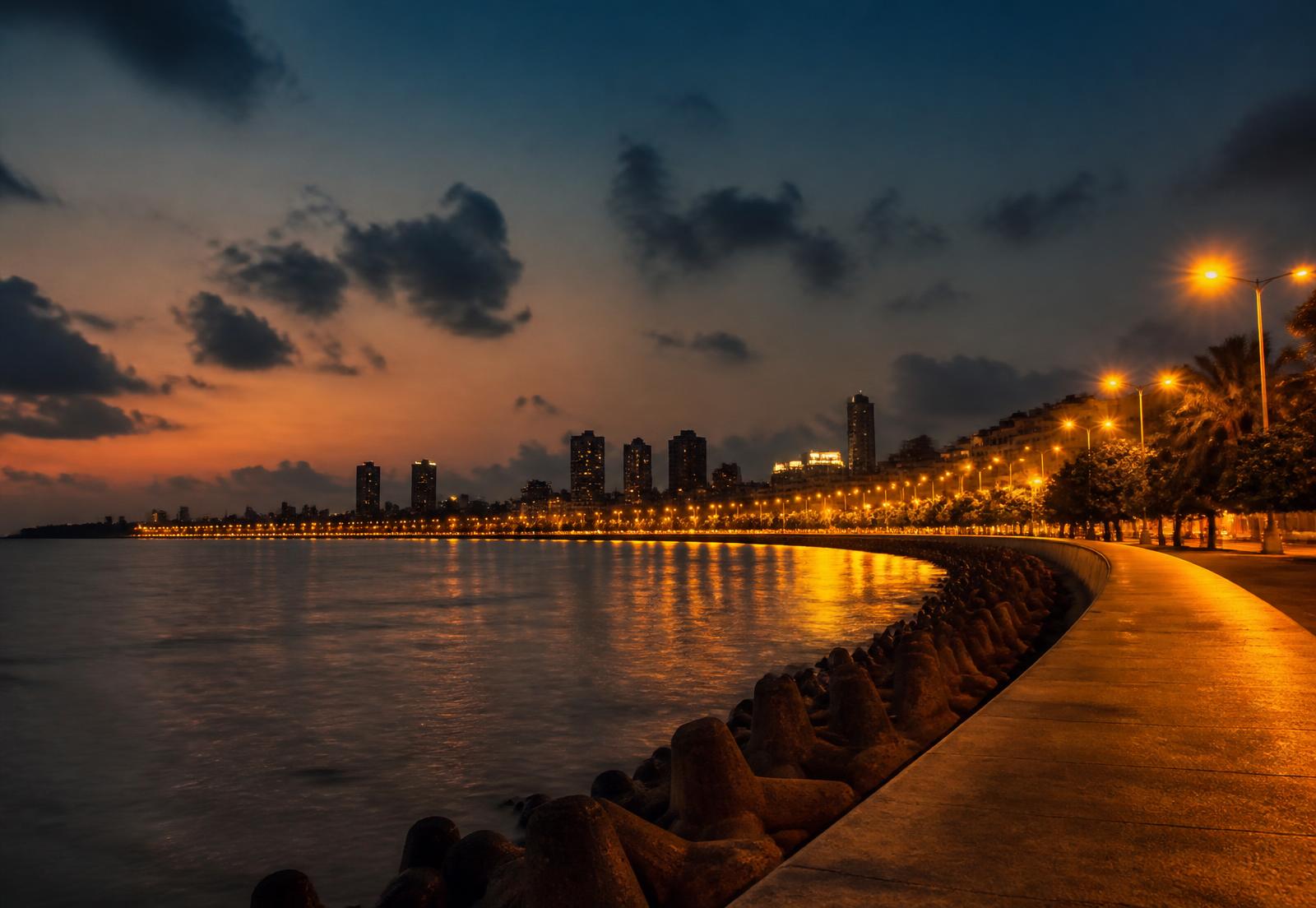 Marine Drive, Mumbai, at dusk